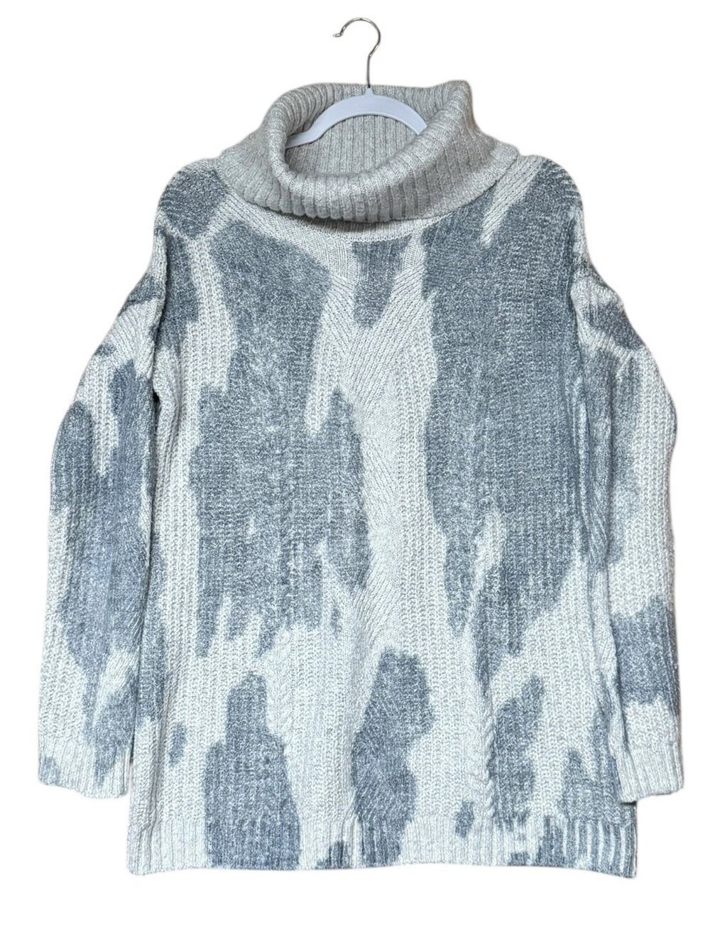 Anthropologie Sz S Animal Print Chunky Turtleneck Sweater Cozycore Winter Knit